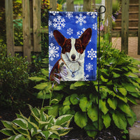Corgi Winter Snowflakes Holiday Flag Garden Size