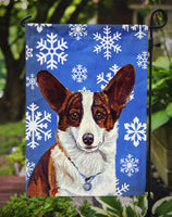Corgi Winter Snowflakes Holiday Flag Garden Size