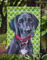 Black Great Dane Puppy St. Patrick's Day Shamrock Flag Garden Size