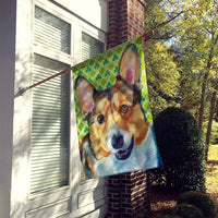 Corgi St. Patrick's Day Shamrock Flag Canvas House Size LH9574CHF