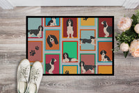 Lots of Black and White English Springer Spaniel Indoor or Outdoor Mat 18x27