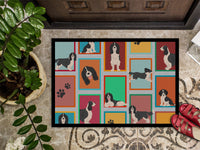 Lots of Black and White English Springer Spaniel Indoor or Outdoor Mat 18x27