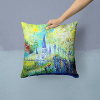 Across the Square St Louis Cathedral Canvas Fabric Decorative Pillow