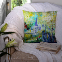 Across the Square St Louis Cathedral Canvas Fabric Decorative Pillow