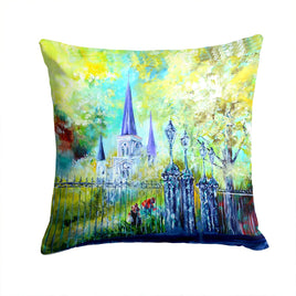 Across the Square St Louis Cathedral Canvas Fabric Decorative Pillow
