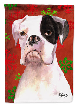 Cooper Red Snowflakes Boxer Flag Canvas House Size RDR3004CHF