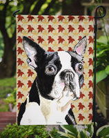 Boston Terrier Fall Leaves Portrait Flag Garden Size