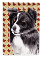 Border Collie Fall Leaves Portrait Flag Canvas House Size