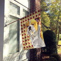 Bulldog English Fall Leaves Portrait Flag Canvas House Size