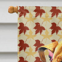 Bulldog English Fall Leaves Portrait Flag Canvas House Size