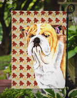 Bulldog English Fall Leaves Portrait Flag Garden Size