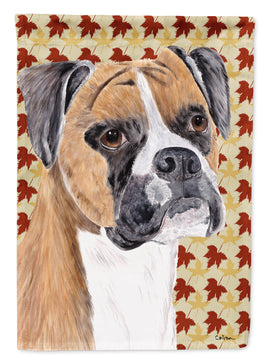 Boxer Fall Leaves Portrait Flag Garden Size