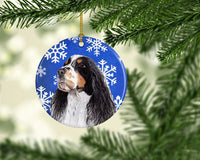 Springer Spaniel Winter Snowflakes Holiday Ceramic Ornament SC9361