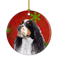Springer Spaniel Red Snowflakes Holiday Christmas Ceramic Ornament SC9401