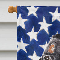 Coonhound Black and Tan USA American Flag Flag Canvas House Size