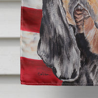 Coonhound Black and Tan USA American Flag Flag Canvas House Size