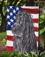 Cocker Spaniel Black USA American Flag Flag Garden Size