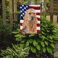 Cocker Spaniel Buff USA American Flag Flag Garden Size