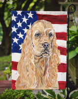 Cocker Spaniel Buff USA American Flag Flag Garden Size
