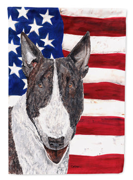 Bull Terrier USA American Flag Flag Canvas House Size