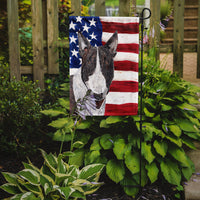Bull Terrier USA American Flag Flag Garden Size