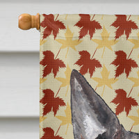 Bull Terrier Fall Leaves Flag Canvas House Size
