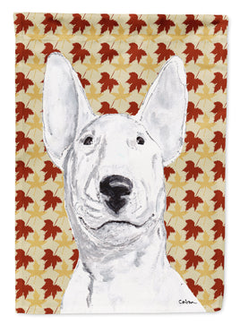 Bull Terrier Fall Leaves Flag Garden Size