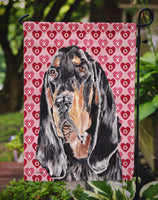 Coonhound Valentine's Love Flag Garden Size