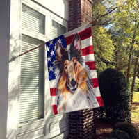 Collie with American Flag USA Flag Canvas House Size SC9622CHF