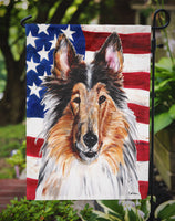 Collie with American Flag USA Flag Garden Size SC9622GF