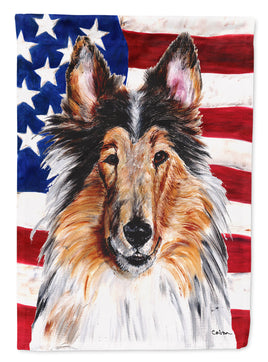 Collie with American Flag USA Flag Garden Size SC9622GF