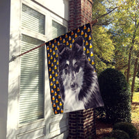 Black and White Collie Candy Corn Halloween Flag Canvas House Size SC9654CHF