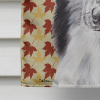 Black and White Collie Fall Leaves Flag Canvas House Size SC9678CHF