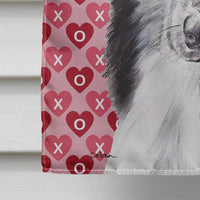 Black and White Collie Hearts and Love Flag Canvas House Size SC9702CHF