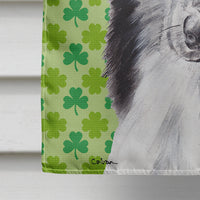 Black and White Collie Lucky Shamrock St. Patrick's Day Flag Canvas House Size SC9726CHF