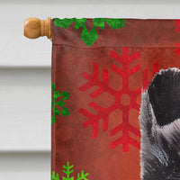 Black and White Collie Red Snowflakes Holiday Flag Canvas House Size SC9750CHF