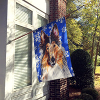 Collie Winter Snowflakes Flag Canvas House Size SC9766CHF