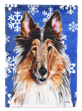 Collie Winter Snowflakes Flag Garden Size SC9766GF