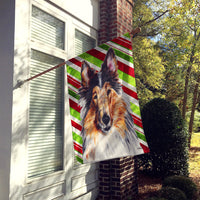 Collie Candy Cane Christmas Flag Canvas House Size SC9790CHF