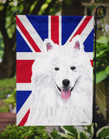 American Eskimo with English Union Jack British Flag Flag Garden Size