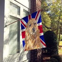 Buff Cocker Spaniel with Engish Union Jack British Flag Flag Canvas House Size SC9866CHF