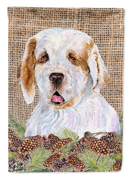 Clumber Spaniel Flag Canvas House Size