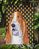 Basset Hound Candy Corn Halloween Portrait Flag Garden Size