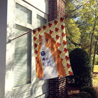Bulldog English Fall Leaves Portrait Flag Canvas House Size
