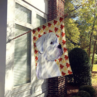 Boxer White Fall Leaves Portrait Flag Canvas House Size