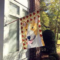 Bull Terrier Fall Leaves Portrait Flag Canvas House Size