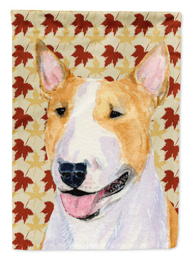 Bull Terrier Fall Leaves Portrait Flag Garden Size