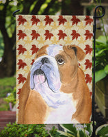 Bulldog English Fall Leaves Portrait Flag Garden Size