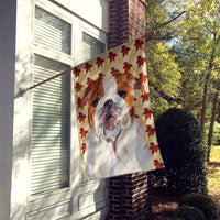 Bulldog English Fall Leaves Portrait Flag Canvas House Size