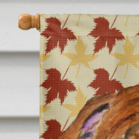 Bulldog English Fall Leaves Portrait Flag Canvas House Size